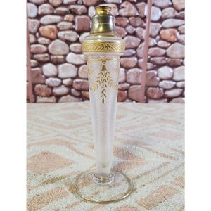 French Atomizer Perfume Bottle Etched & Gold Design Baccarat